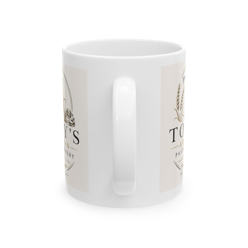 Bakery Logo Ceramic Mug - "Tony's Pastry" Vintage Coffee Cup (11oz/15oz)