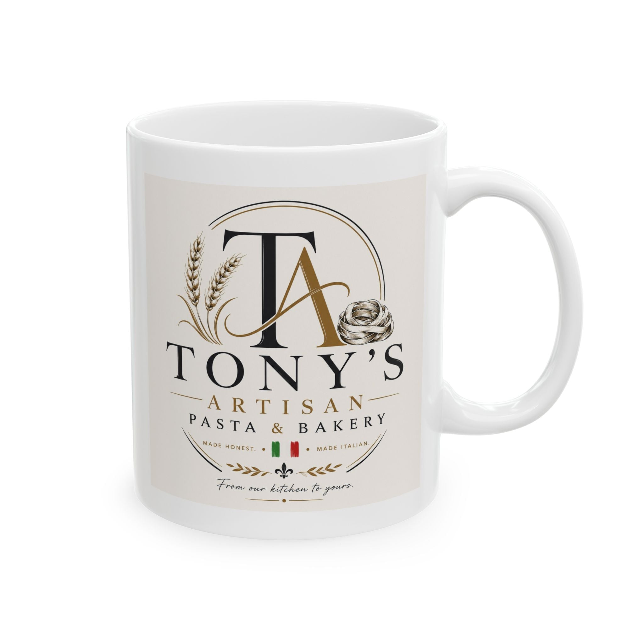 Bakery Logo Ceramic Mug - "Tony's Pastry" Vintage Coffee Cup (11oz/15oz)