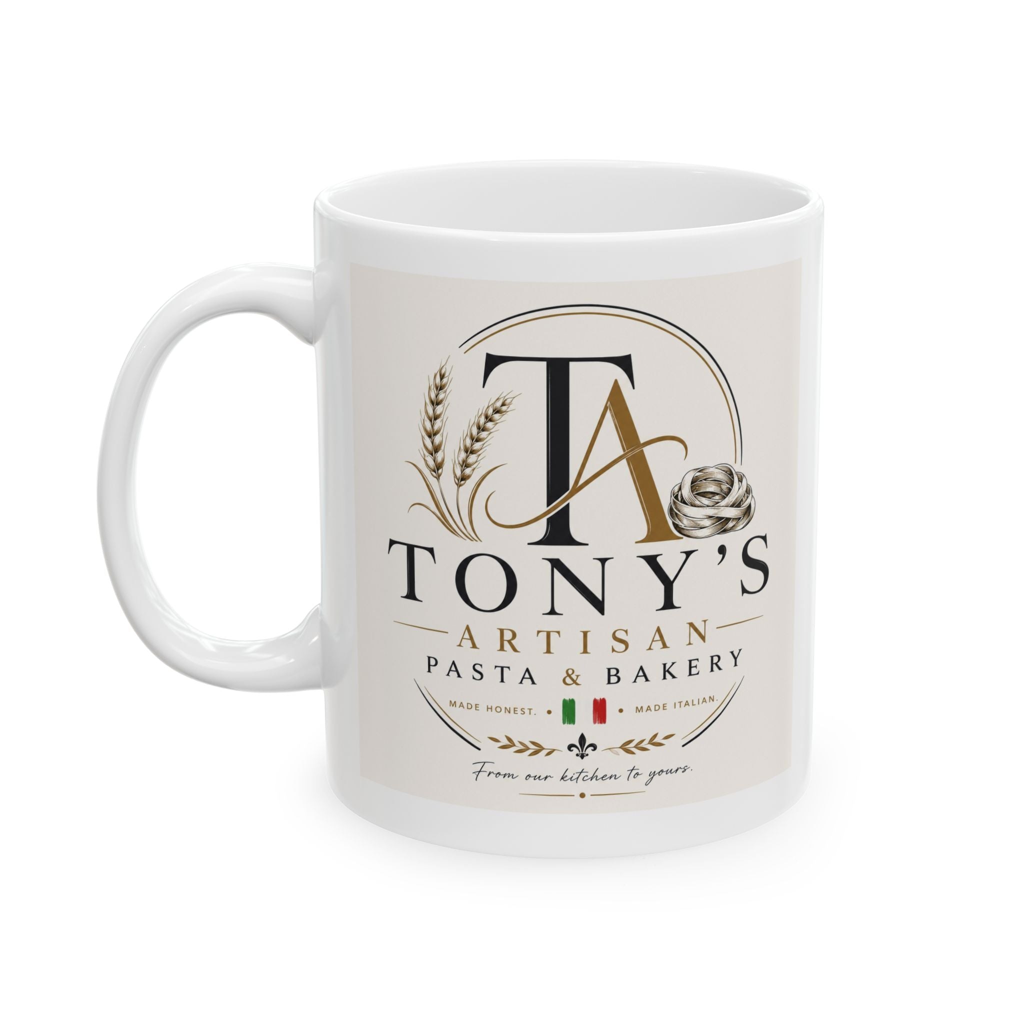 Bakery Logo Ceramic Mug - "Tony's Pastry" Vintage Coffee Cup (11oz/15oz)