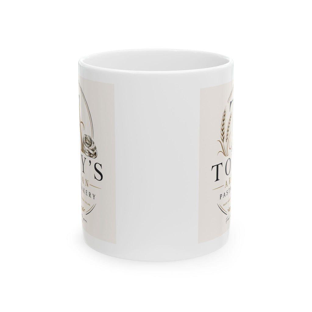 Bakery Logo Ceramic Mug - "Tony's Pastry" Vintage Coffee Cup (11oz/15oz)