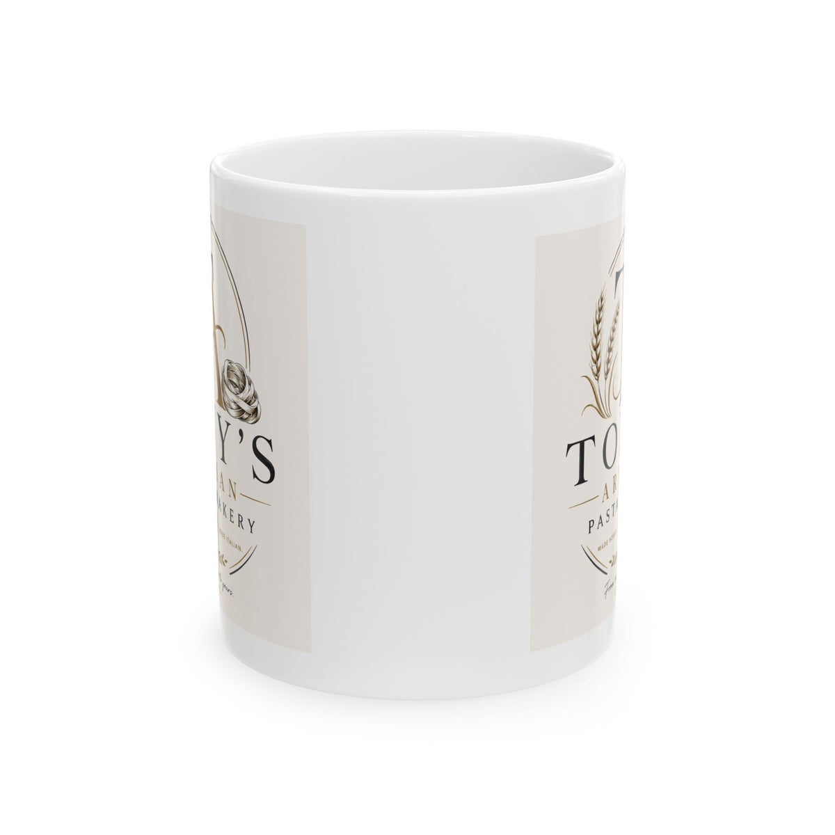 Bakery Logo Ceramic Mug - "Tony's Pastry" Vintage Coffee Cup (11oz/15oz)